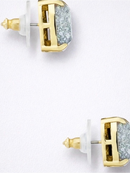 Kate Spade Iridescent Glitter Square Stud Earrings - Silver - Picture 2 of 3